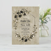Rustieke Zonnebloem Bruids Thee Kaart (Staand voorkant)