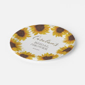Rustieke Zonnebloem Bruidsdiner Boho Waterverf Papieren Bordje (Gekanteld)