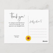 Rustieke Zonnebloem Bruidsdouche Bedankt Briefkaart (Achterkant)
