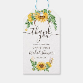 Rustieke zonnebloem bruidsfeest bedankje cadeautje cadeaulabel