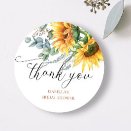 Rustieke Zonnebloem Bruidsfeest Bedankt Ronde Sticker