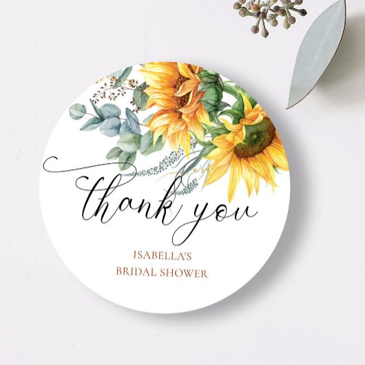 Rustieke Zonnebloem Bruidsfeest Bedankt Ronde Sticker