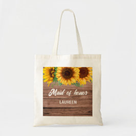 Rustieke zonnebloem bruidsmeisjes cadeau tote bag