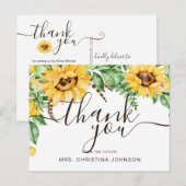 Rustieke Zonnebloem Bruidsshower Bedankje Briefkaart (Voorkant / Achterkant)