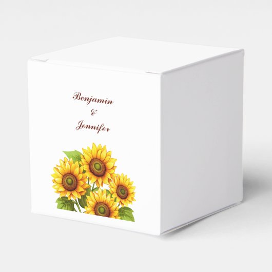 Rustieke Zonnebloem Bruiloft Bedankdoosjes (Voorkant Zijde)