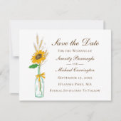 Rustieke Zonnebloem Bruiloft Bloemen Save The Date Aankondiging (Voorkant)