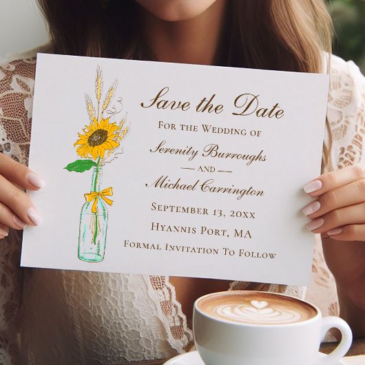 Rustieke Zonnebloem Bruiloft Bloemen Save The Date Briefkaart