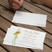 Rustieke Zonnebloem Bruiloft Bloemen Save The Date Briefkaart