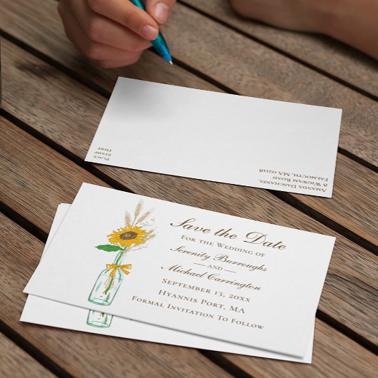 Rustieke Zonnebloem Bruiloft Bloemen Save The Date Briefkaart