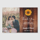 Rustieke zonnebloem bruiloft dank u magnetische ka (Voorkant)