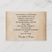 Rustieke Zonnebloem Bruiloft Details Behuizing Kaa Visitekaartje (Achterkant)