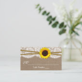 Rustieke Zonnebloem Bruiloft Escort Kaarten Plaatskaartje (Staand voorkant)