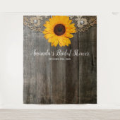 Rustieke Zonnebloem Bruiloft Feest Fotohokje Achte Wandkleed (Voorkant)