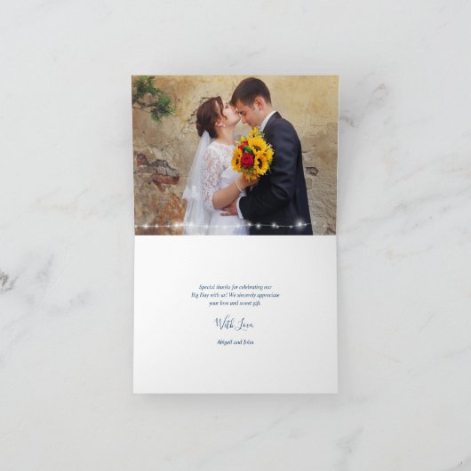 Rustieke zonnebloem bruiloft foto dank u kaarten (Binnen)