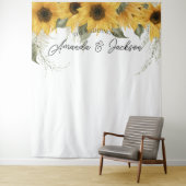 Rustieke Zonnebloem Bruiloft Fotocabine Achtergron Wandkleed (In situ)