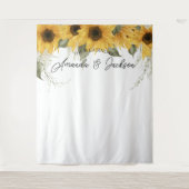Rustieke Zonnebloem Bruiloft Fotocabine Achtergron Wandkleed (Voorkant)