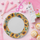 Rustieke Zonnebloem Bruiloft Papieren Bordje (Feest)