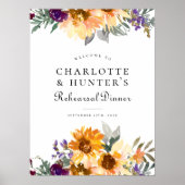 Rustieke Zonnebloem bruiloft repetitie diner teken Poster (Voorkant)