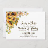 Rustieke Zonnebloem Bruiloft Save The Date (Voorkant)