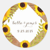 Rustieke Zonnebloem Bruiloft Stickers (Voorkant)