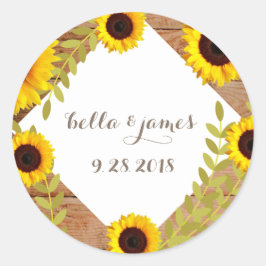 Rustieke Zonnebloem Bruiloft Stickers