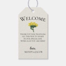 Rustieke zonnebloem bruiloft welkomsttas