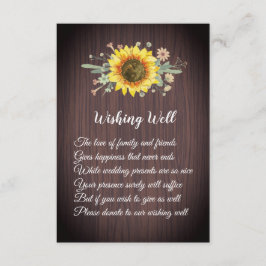 Rustieke Zonnebloem Bruiloft Wishing Well Kaarten