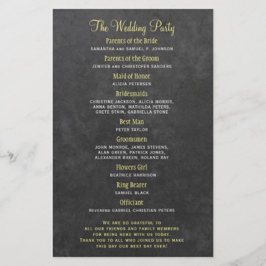 Rustieke zonnebloem BUDGET bruiloft programma (Achterkant)