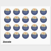 Rustieke zonnebloem burlap marine bruiloft ronde sticker (Vel)