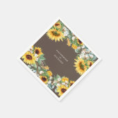 Rustieke zonnebloem burst aangepaste paar namen servet (Hoek)