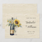 Rustieke Zonnebloem Champagne Bewaar de Datum Kaar Save The Date (Voorkant / Achterkant)