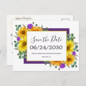 Rustieke Zonnebloem Chic Rozen Bruiloft Save the D Aankondigingskaart (Voorkant / Achterkant)