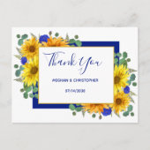 Rustieke zonnebloem chique blauw Rozen bruiloft da Briefkaart (Voorkant)