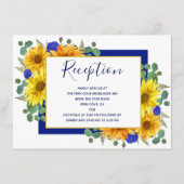 Rustieke Zonnebloem Chique Blauwe Rozen Trouwrecep Informatiekaartje (Voorkant)