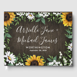 Rustieke Zonnebloem Country Daisy Wedding Guest Bo Gastenboek