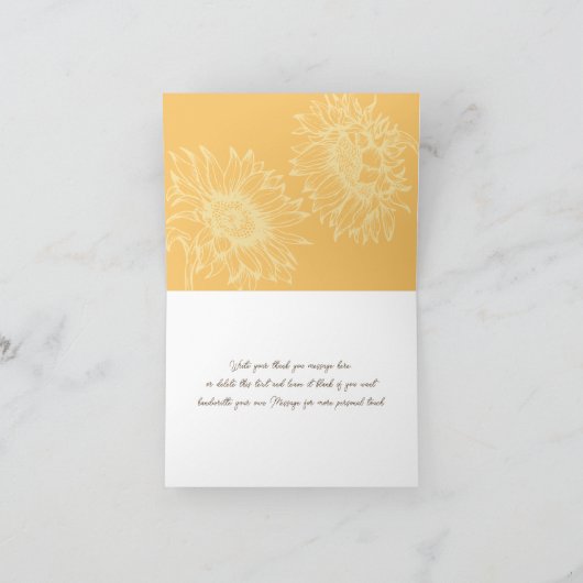 Rustieke Zonnebloem, Country Fall Bruiloft Bedankkaart (Binnen)