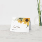 Rustieke Zonnebloem, Country Fall Bruiloft Bedankkaart (Voorkant)
