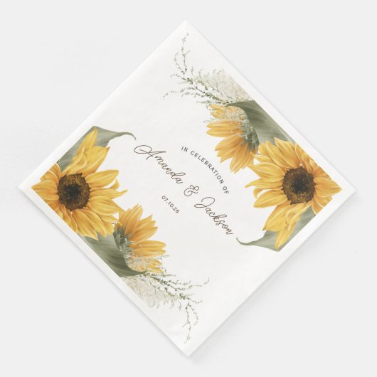rustieke zonnebloem, country herfst bruiloft servet (Hoek)