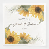 rustieke zonnebloem, country herfst bruiloft servet (Voorkant)