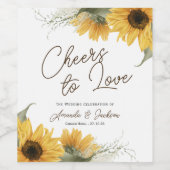 Rustieke Zonnebloem, Country herfstbruiloft Wijn Etiket (Enkel label)