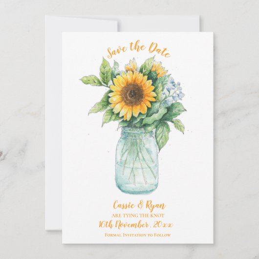 Rustieke Zonnebloem Country Wedding Save the Date (Voorkant)