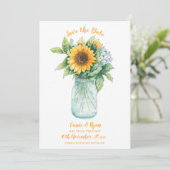 Rustieke Zonnebloem Country Wedding Save the Date (Staand voorkant)