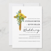 Rustieke Zonnebloem Cross Christelijke bruiloft Kaart (Voorkant)