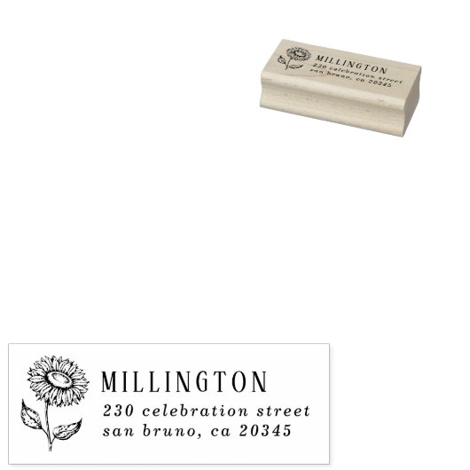 Rustieke Zonnebloem Custom Familienaam Retouradres Rubberstempel (Gestempeld)