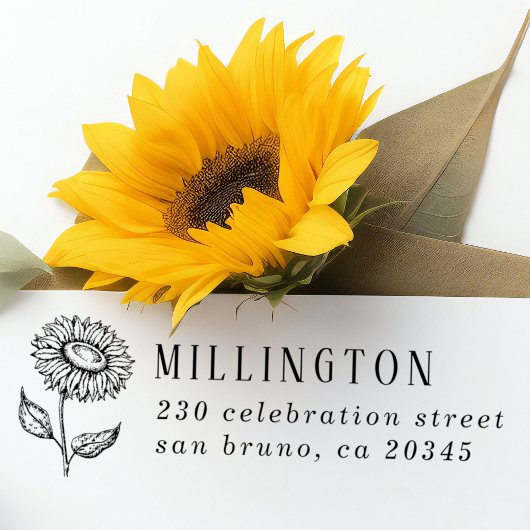 Rustieke Zonnebloem Custom Familienaam Retouradres Zelfinktende Stempel