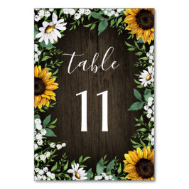 Rustieke Zonnebloem Daisy Trouwtafel Nummer Kaarte Kaart