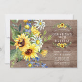 Rustieke Zonnebloem Daisy Verjaardagsfeest Kaart (Voorkant)