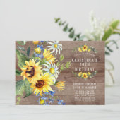 Rustieke Zonnebloem Daisy Verjaardagsfeest Kaart (Staand voorkant)