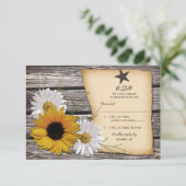Rustieke Zonnebloem Daisy Wedding Reply Kaart (Staand voorkant)
