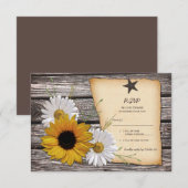 Rustieke Zonnebloem Daisy Wedding Reply Kaart - Re (Voorkant / Achterkant)